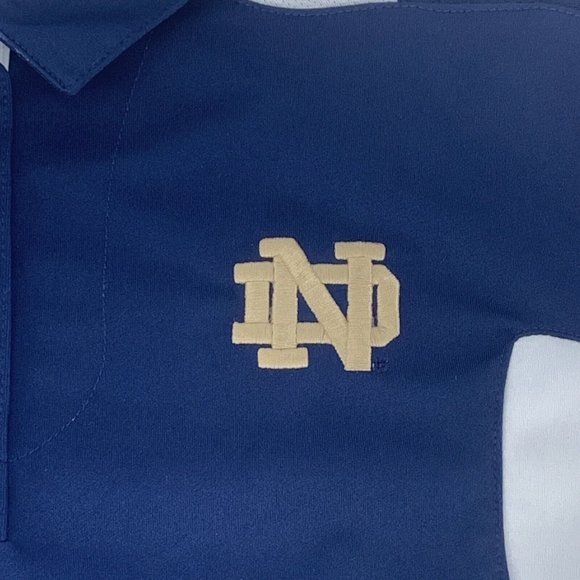 Women's Adidas Climalite Scorch Notre Dame ND Fighting Irish Polo Shirt Blue L - Picture 2 of 9